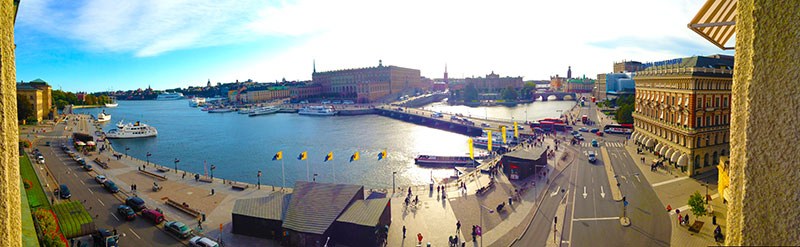 Utsikt från Grand Hôtel mot Kungliga Slottet i Stockholm